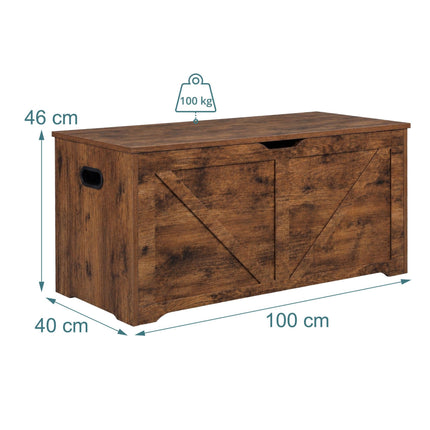 Bancă de depozitare în stil hambar, MDF maro – 100x40x46 cm