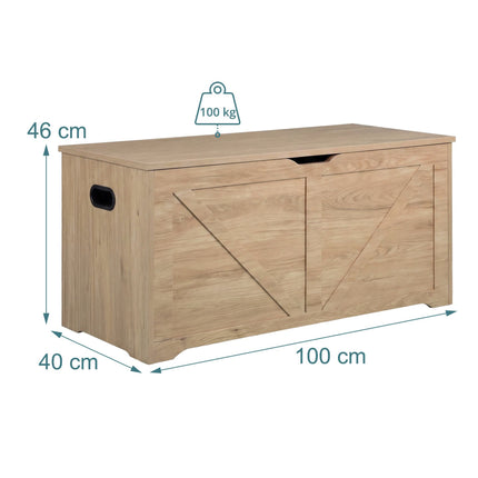 Bancă de depozitare în stil hambar, gri deschis, 100x40 cm, MDF