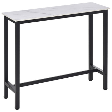 Masa de bar, masa de bar cu aspect de marmura, masa de bucatarie cu picioare reglabile pentru living, sufragerie, otel 120 x 40 x 100 cm alb + negru