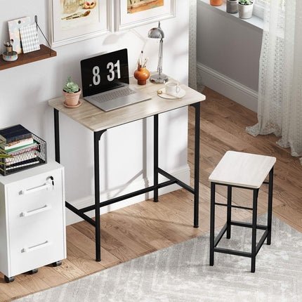 Set masa de bar Masa de bar cu set scaun de bar Masa de sufragerie cu 2 scaune cu suport antiderapant Lemn natural