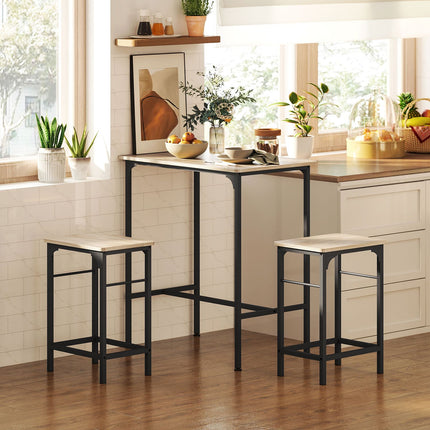 Set masa de bar Masa de bar cu set scaun de bar Masa de sufragerie cu 2 scaune cu suport antiderapant Lemn natural