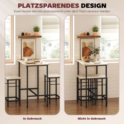Set masa de bar Masa de bar cu set scaun de bar Masa de sufragerie cu 2 scaune cu suport antiderapant Lemn natural