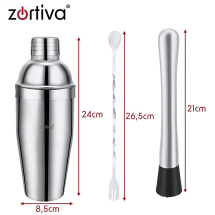 Bartender Set 6-in-1 with 700 ml Cocktail Shaker and Jigger, Stainless Steel