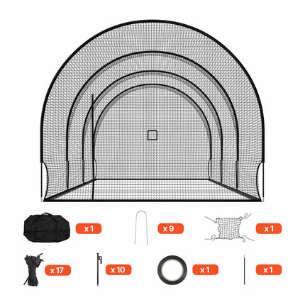 Baseball Batting Cage 33 x 12 x 9.8 ft, Pitching Slot