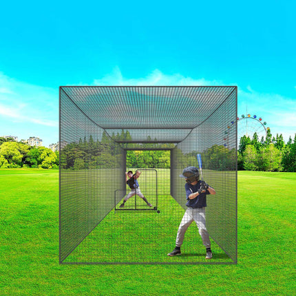 Baseball Batting Cage Net, 35x10x10 ft Enclosed PE, Door; Carry Bag