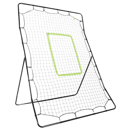 Baseball Rebounder PitchBack, plasă portabilă de perete de rebound cu zonă de lovire pentru baseball, fotbal, metal, negru, 123 x 174 cm