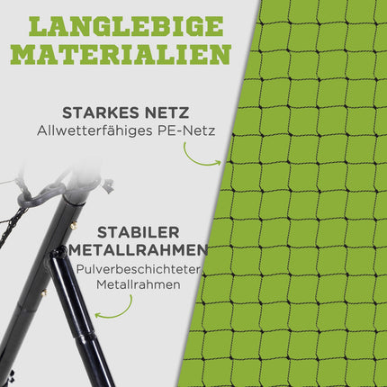 Baseball Rebounder PitchBack, plasă portabilă de perete de rebound cu zonă de lovire pentru baseball, fotbal, metal, negru, 123 x 174 cm
