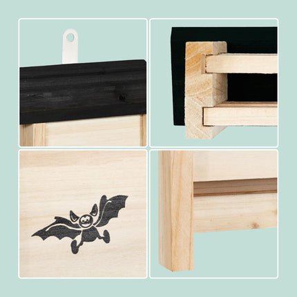 Set de 4 cutii pentru lilieci – Lemn netratat, Ușor de urcat