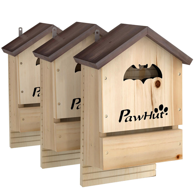 Set de 3 căsuțe pentru lilieci, lemn de brad, 21,5 x 11,5 x 34 cm