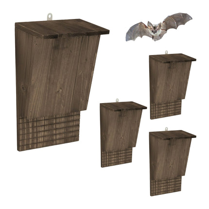 Set de 4 căsuțe pentru lilieci – Adăposturi din lemn pentru exterior