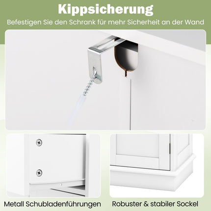Bathroom Cabinet with Drawer, Adjustable Shelf, 56x30x80 cm, White