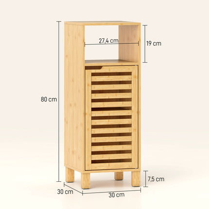 Dulap de baie cu raft deschis, bambus, 30x30 cm