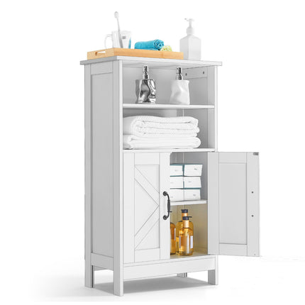 Bathroom Floor Cabinet, 4-Tier, 2 Doors, Adjustable Shelf