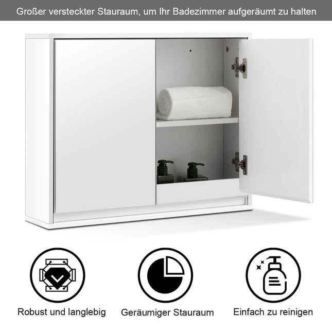 Dulap oglindă pentru baie cu rafturi, alb, MDF, 55x14x45 cm