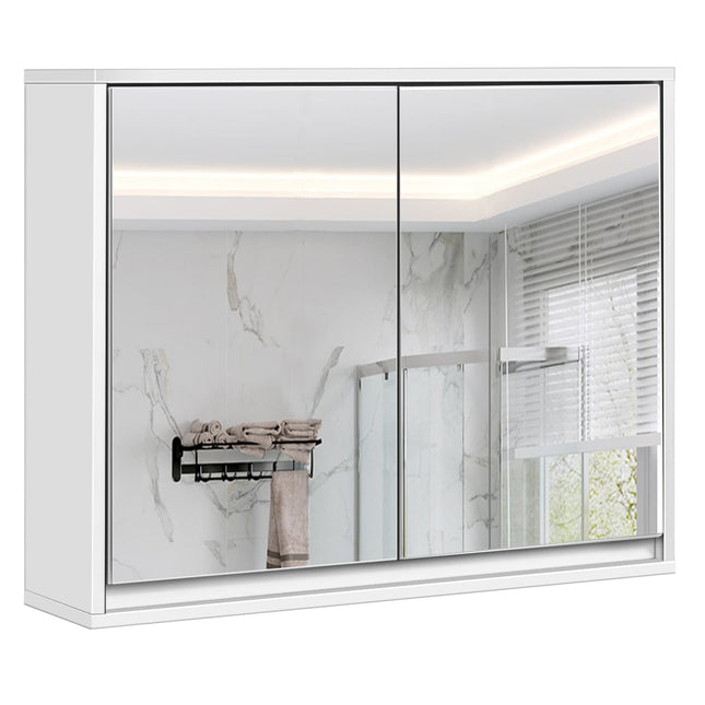 Dulap oglindă pentru baie cu rafturi, alb, MDF, 55x14x45 cm