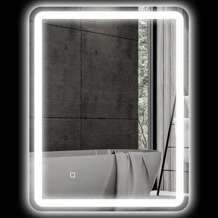 Oglinda de baie, LED, anti-aburire, control tactil, 60x80 cm