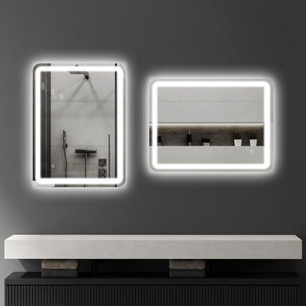 Oglinda de baie, LED, anti-aburire, control tactil, 60x80 cm