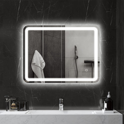 Oglinda de baie, LED, anti-aburire, control tactil, 60x80 cm