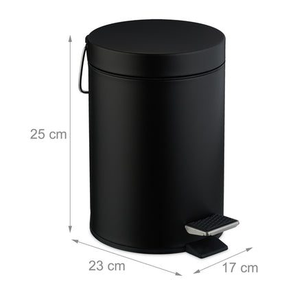 Coș de gunoi cu pedală pentru baie, 3L, metal mat