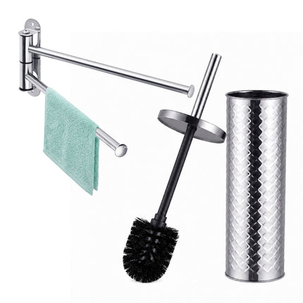 Set baie: Suport prosop și perie de toaletă, argintiu