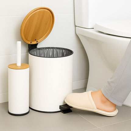 Set de baie cu coș și perie de toaletă, capacitate 5L