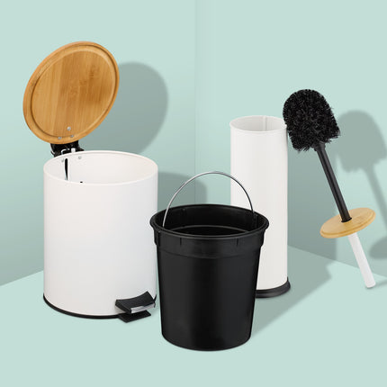 Set de baie cu coș și perie de toaletă, capacitate 5L