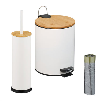 Set de baie cu coș și perie de toaletă, capacitate 5L
