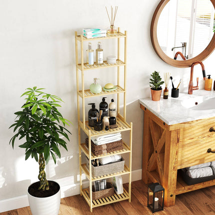 Bamboo Bathroom Shelf - 7-Tier Freestanding Storage Organizer