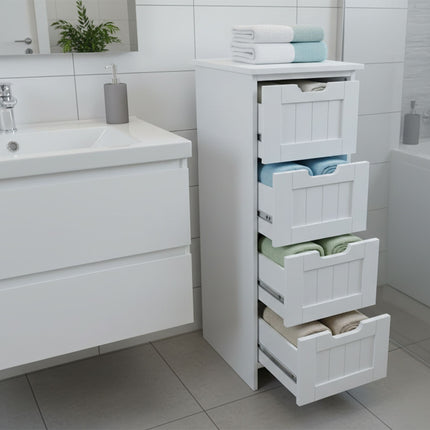 Dulap de depozitare pentru baie, 4 sertare, design care economisește spațiu