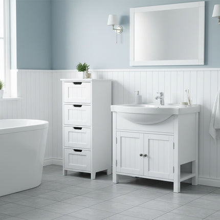 Dulap de depozitare pentru baie, 4 sertare, design care economisește spațiu