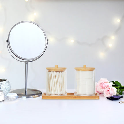 Bathroom Storage Container with Bamboo Lid
