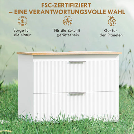 Dulap de baie cu sertare, alb/lemn natural