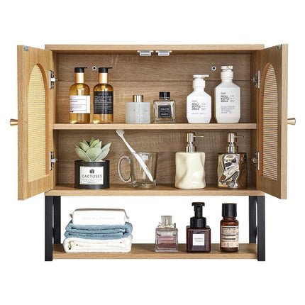 Bathroom Wall Cabinet, 2 Doors, Adjustable Shelf, Over Toilet