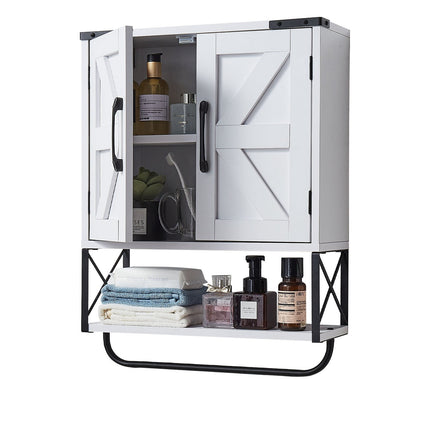 Bathroom Wall Cabinet, 2 Doors, Adjustable Shelf, White