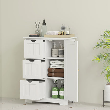 Dulap baie dulap lateral cu 3 sertare, dulap baie cu polit reglabil, pentru baie, living 60 x 30 x 80 cm alb |