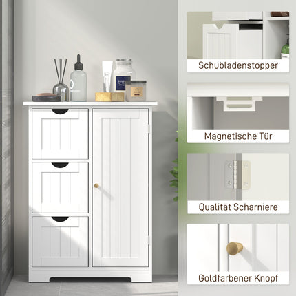 Dulap baie dulap lateral cu 3 sertare, dulap baie cu polit reglabil, pentru baie, living 60 x 30 x 80 cm alb |