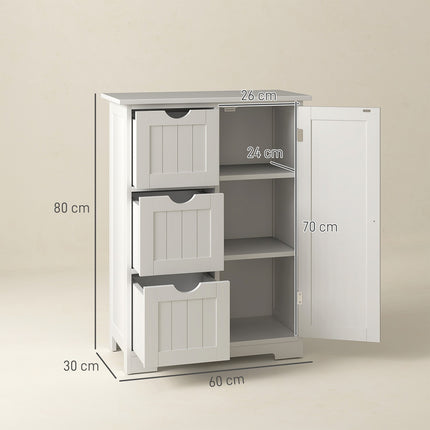 Dulap baie dulap lateral cu 3 sertare, dulap baie cu polit reglabil, pentru baie, living 60 x 30 x 80 cm alb |