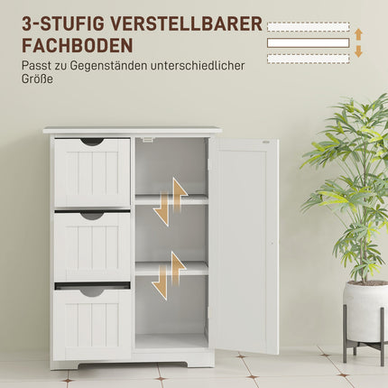Dulap baie dulap lateral cu 3 sertare, dulap baie cu polit reglabil, pentru baie, living 60 x 30 x 80 cm alb |