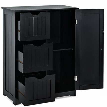 Bathroom cabinet storage cabinet with 3 drawers 60 x 30 x 81 cm black
