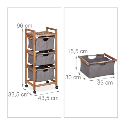 Raft pentru baie cu 3 cosuri de rufe gri