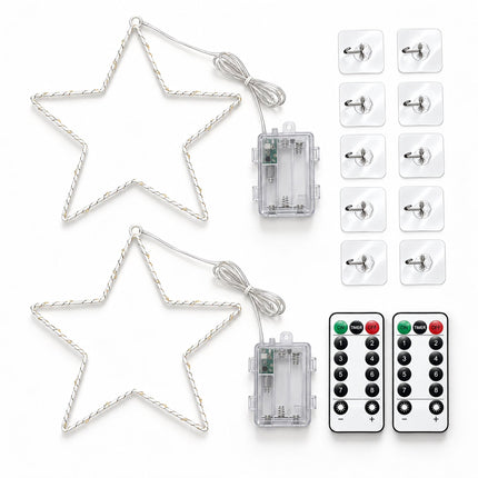Battery LED Christmas Star with Remote Control and Timer, 40 LEDs, IP44