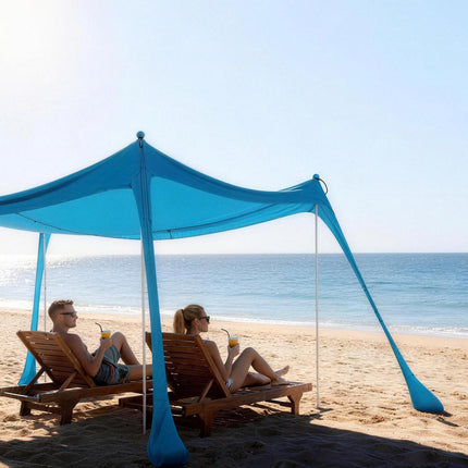 Beach Canopy Sun Shelter 3x3m, UPF 50+, 4 Sandbags