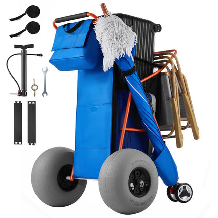 Beach Cart, 320 mm Balloon Wheels, 75 kg, Cooler Bag