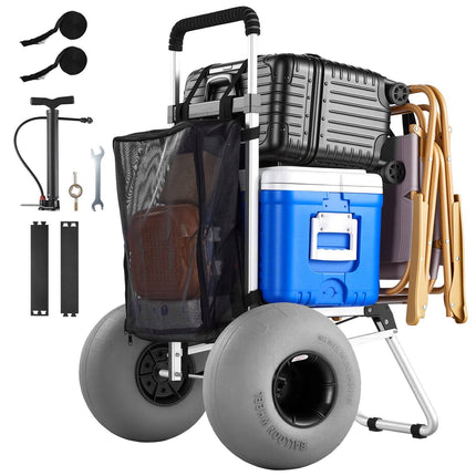 Beach Dolly Cart, 320 mm Balloon Wheels, 75 kg Foldable