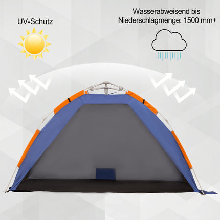 Pop Up beach tent, mesh window, fiberglass, 2-3 people