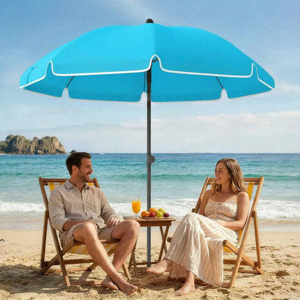 Umbrelă de plajă, 150 cm, înclinare reglabilă, ancoră de nisip, albastră