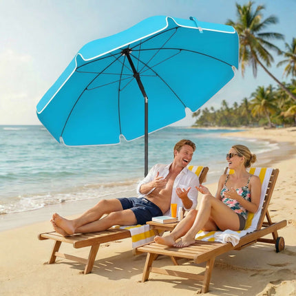 Umbrelă de plajă, 150 cm, înclinare reglabilă, ancoră de nisip, albastră