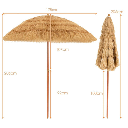 Umbrelă de plajă 175 cm, înclinare reglabilă, alb/bej