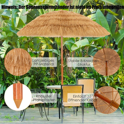 Umbrelă de plajă 175 cm, înclinare reglabilă, alb/bej