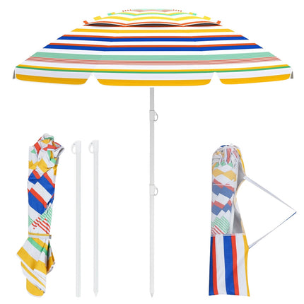 Umbrelă de plajă 179 cm cu ancora de nisip și geantă de transport